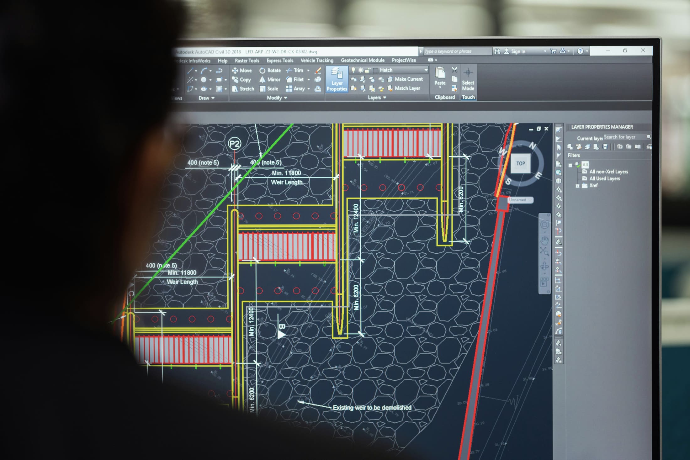 Model tècnic en pantalla CAD